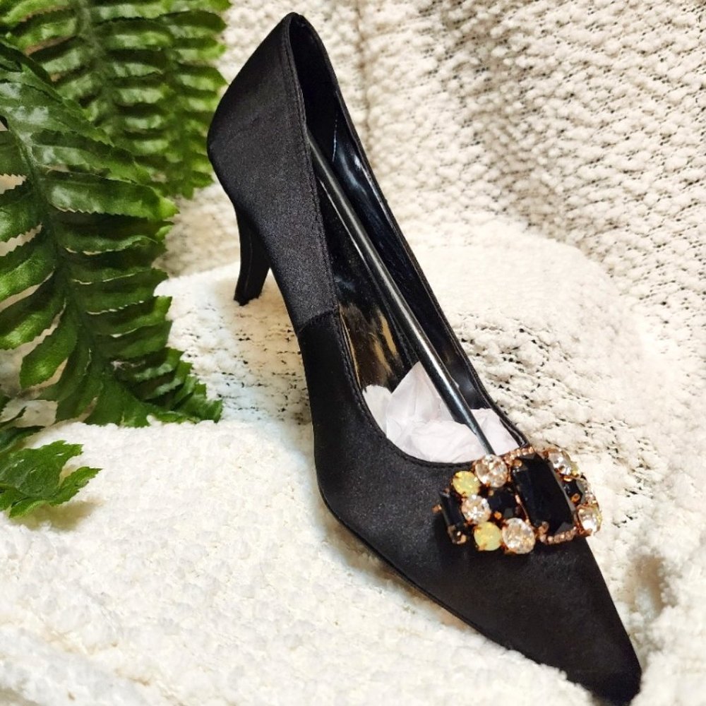 Annie Women's Shoes Daina Black Satin, Size 7.5 M, MSRP $125